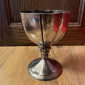 Silver Wedding Cup Split Heart Shaped Wedding Chalice Goblet Anniversary